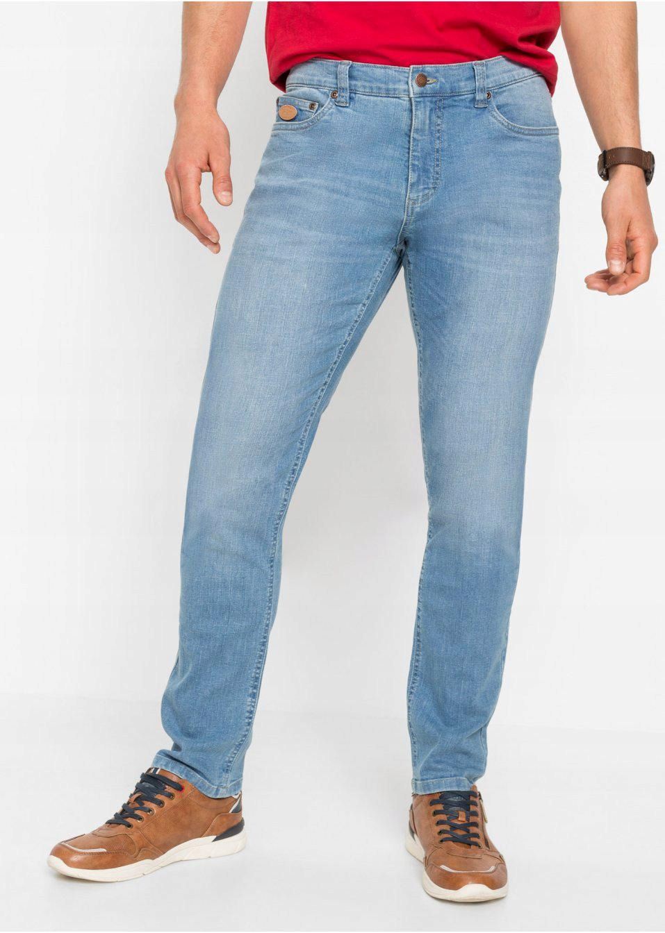 bonprix spodnie jeansowe męskie ze stretchem slim fit 60