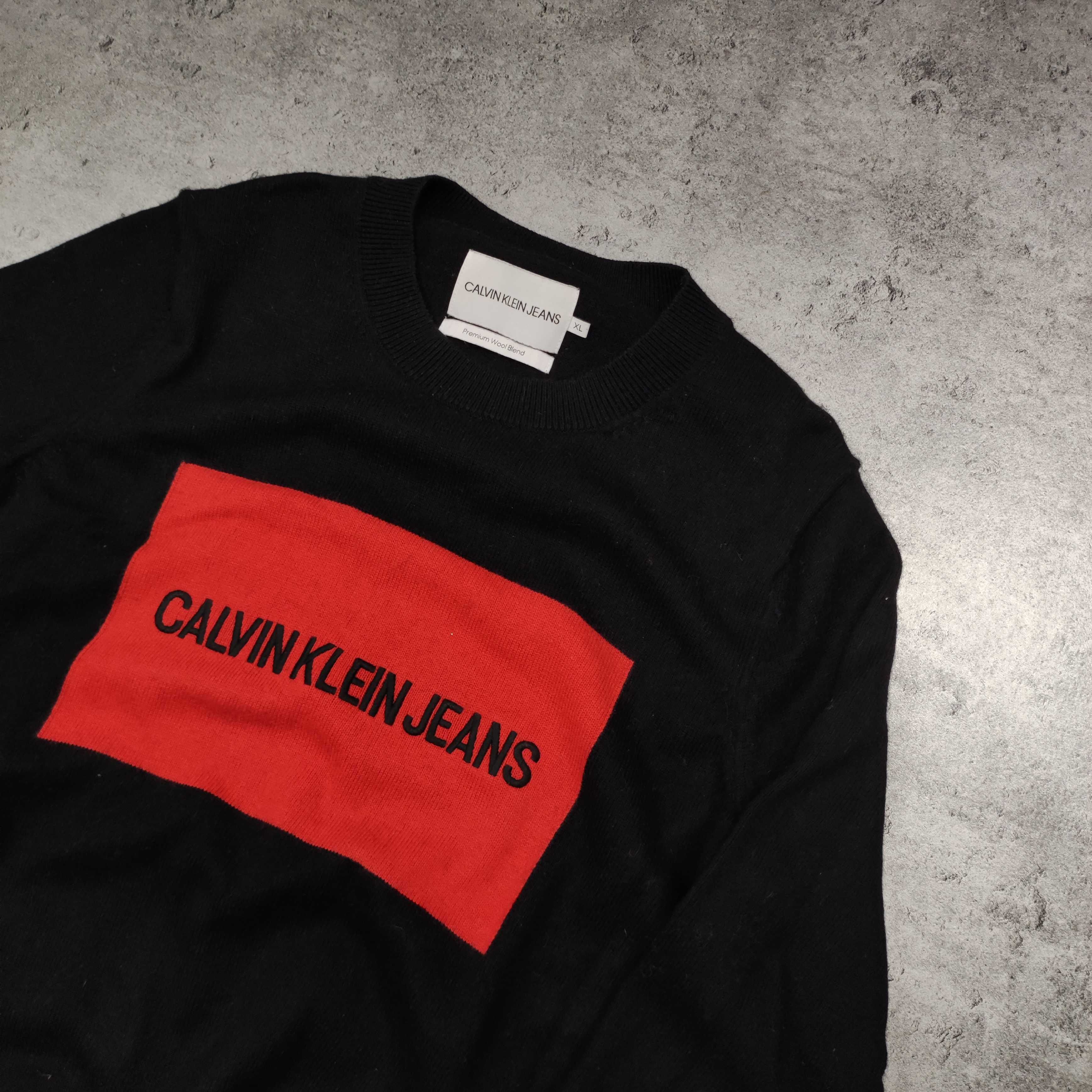 MĘSKI PREMIUM Elegancki Wełniany Sweter Gruby Splot Calvin Klein Jeans