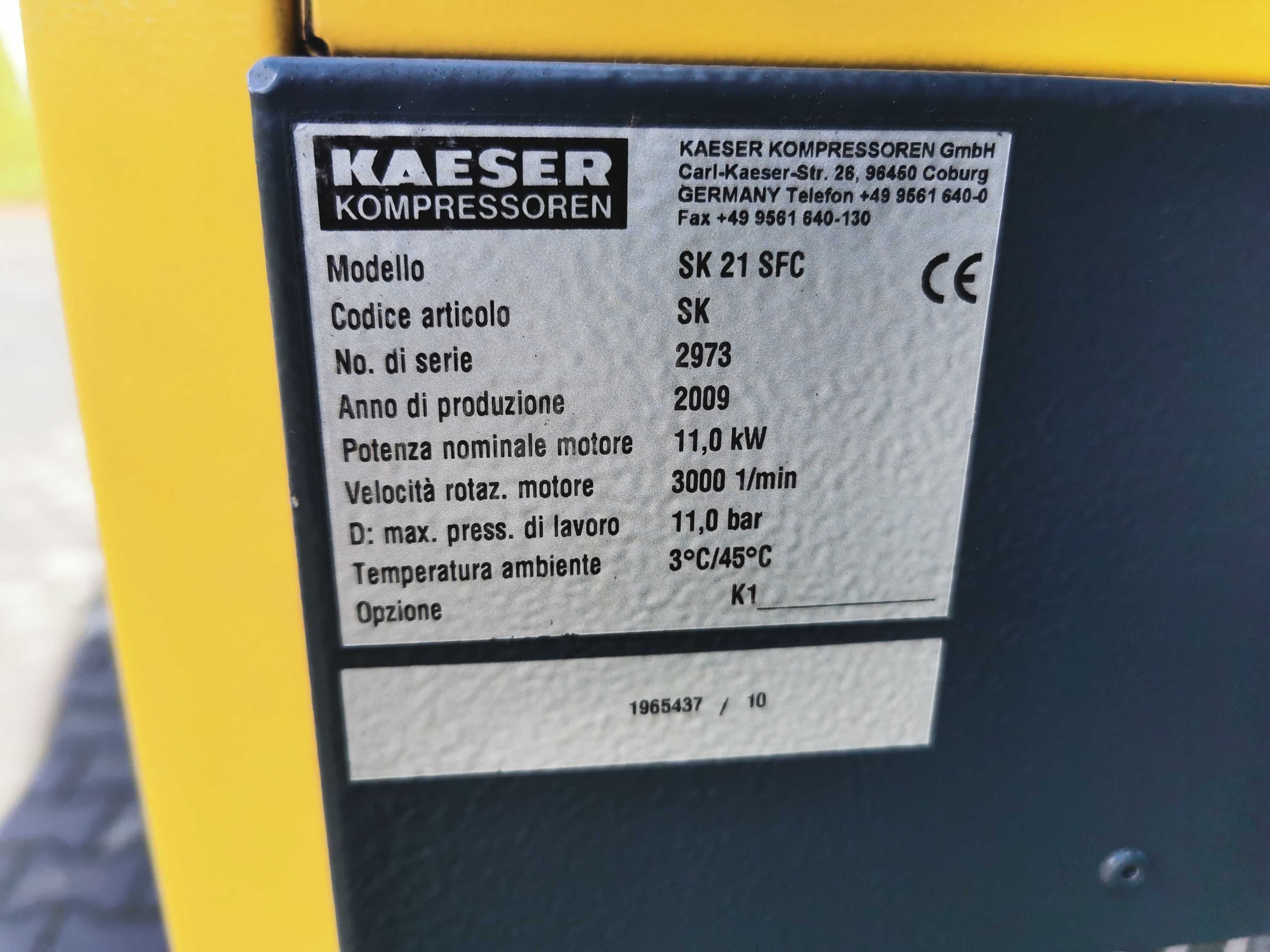 KAESER 11kw +FALOWNIK sprężarka śrubowa 1800l/min kompresor 11bar