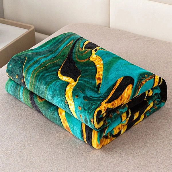 KOC NARZUTA 160x200 na łóżko kapanę MIKROFIBRA Inger ZIELONY marmur