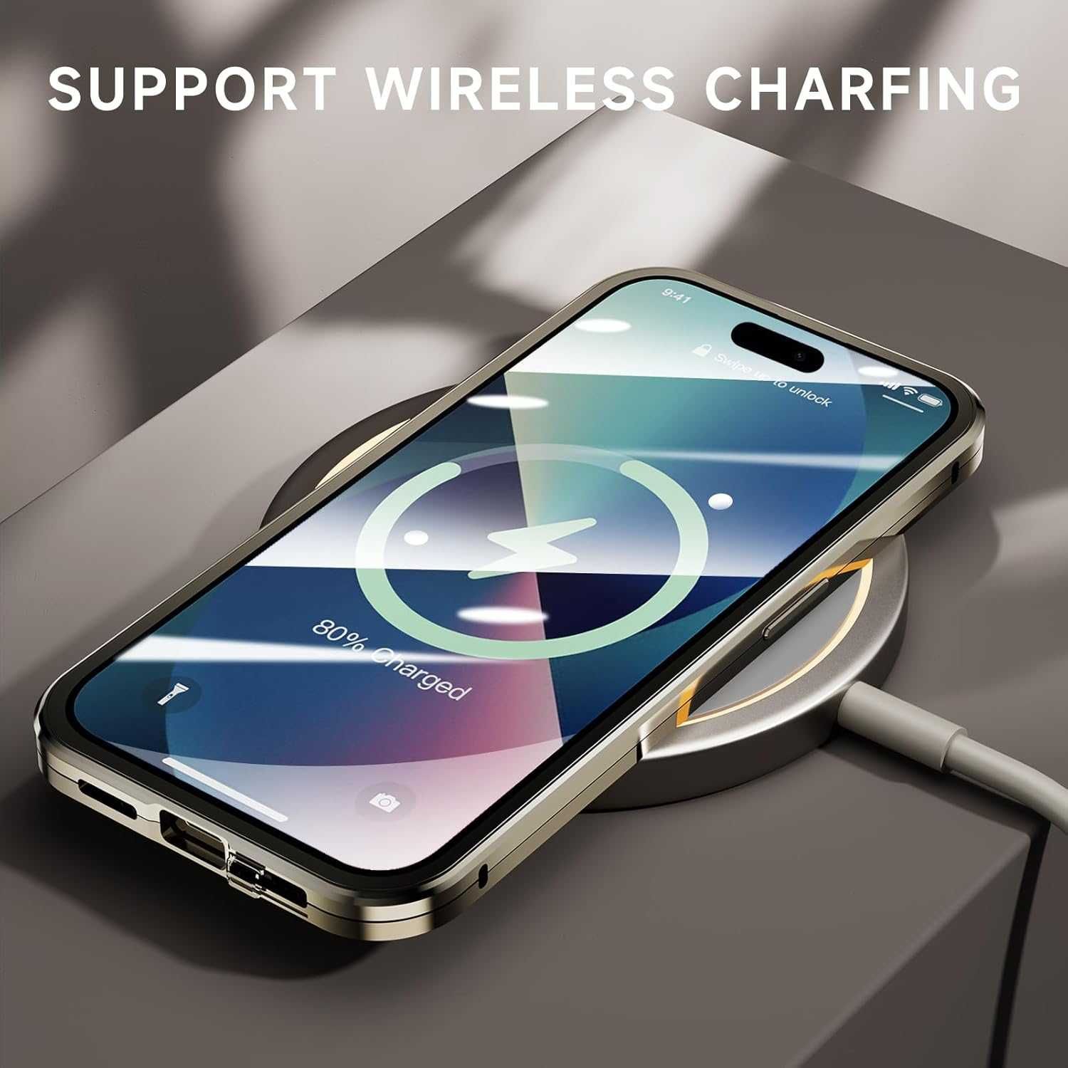 Magnetyczne Etui do iPhone 15 Pro osłona aparatu ze szkła hartowanego