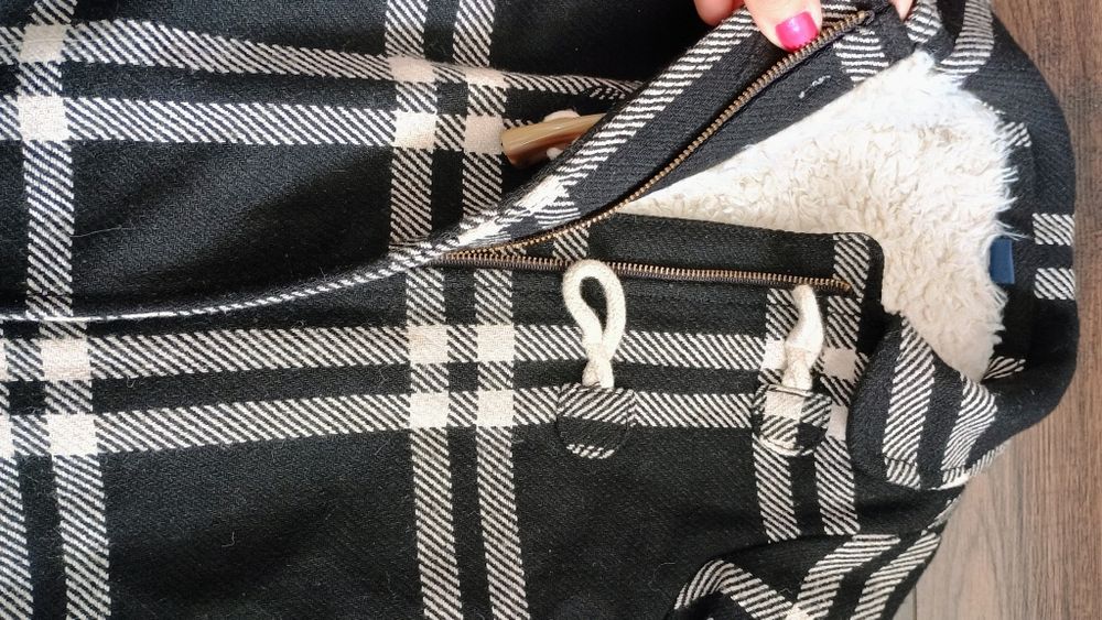 Płaszczyk płaszcz Gap 98 104 czarny wełna krata wełniany dziewczynki