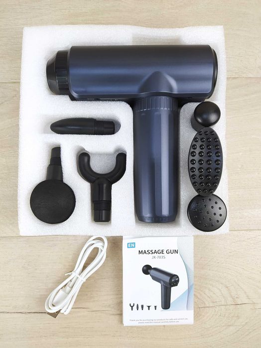 Lefity JX-703S pistolet do masażu 30 poziomów 6 głowic USB relaks