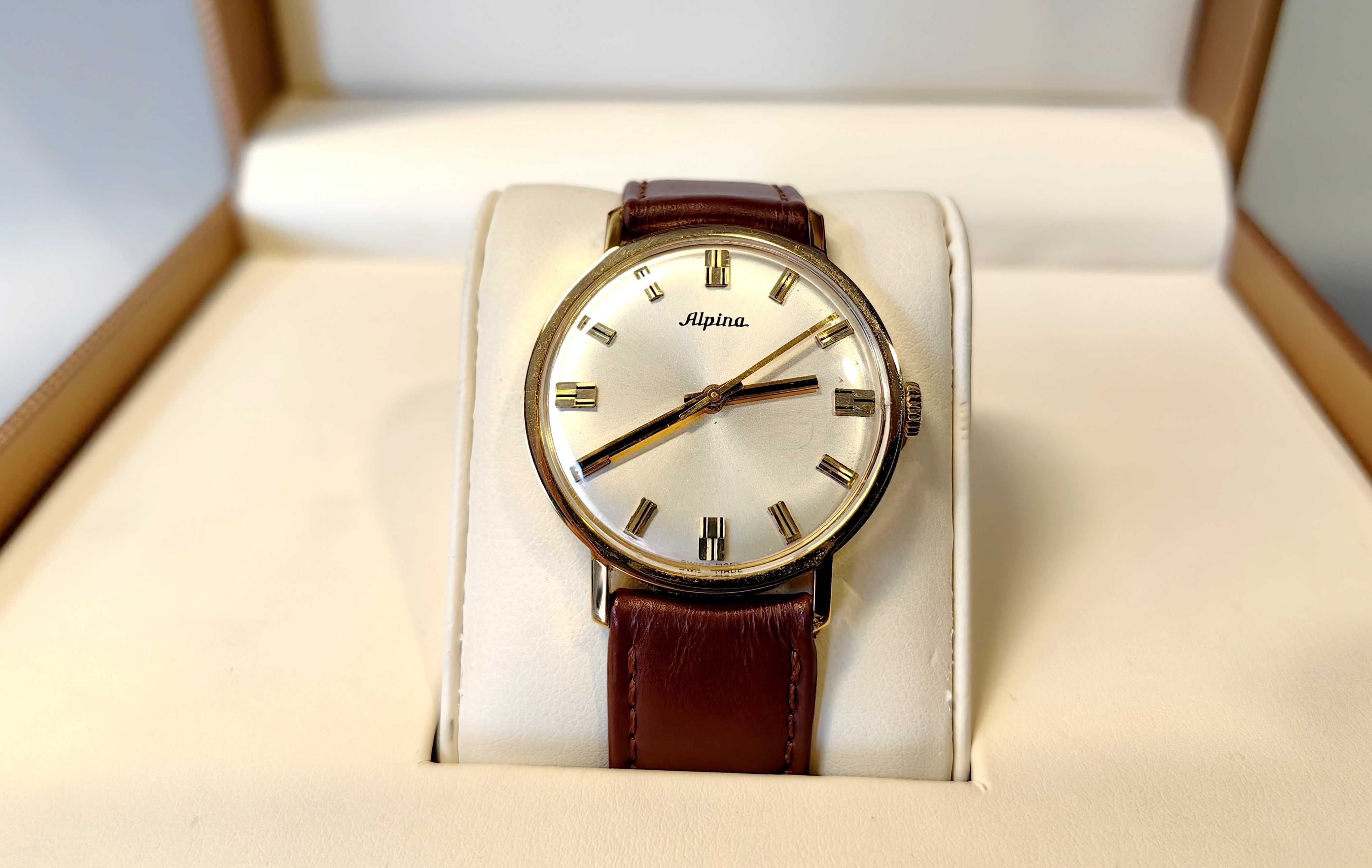 Złoty Zegarek ALPINA Vintage Mechaniczny próba 750 18K Swiss Rzadki !!