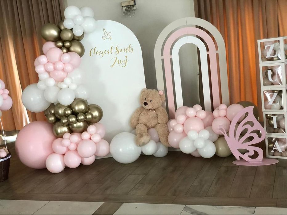 Ścianka balon chrzest Komunia dekoracja