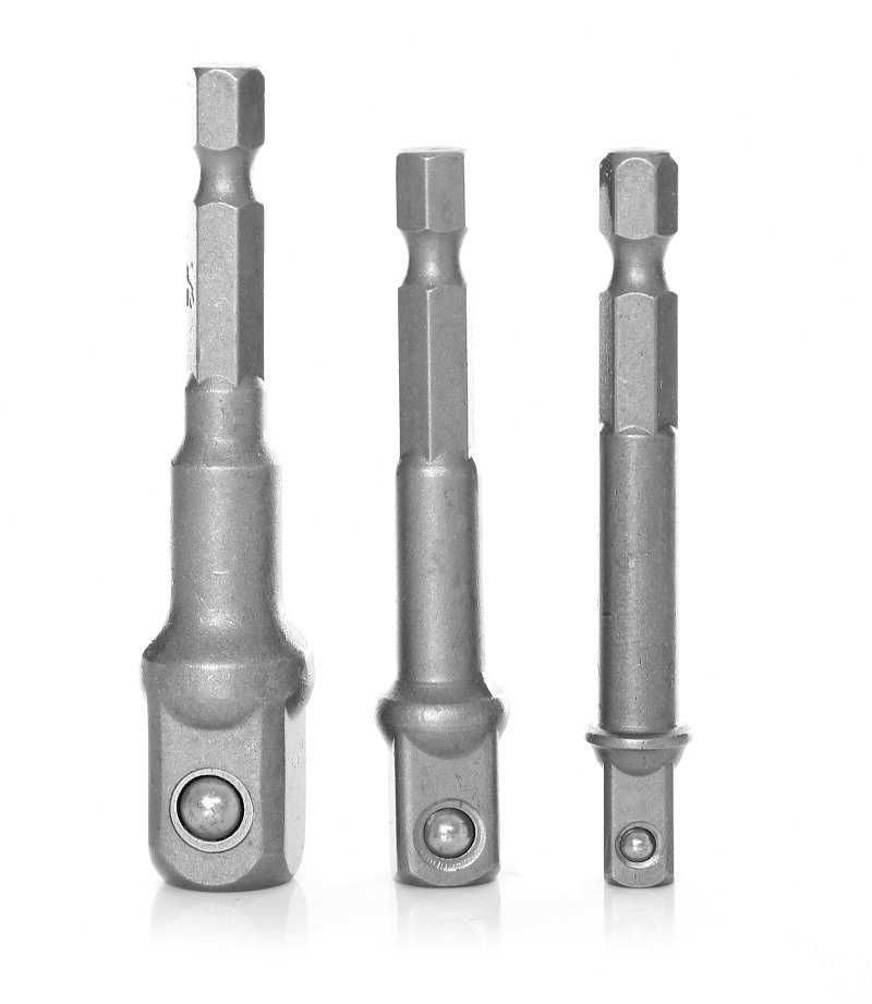 Adaptery na nasadki do wkrętarki 1/4" 3/8" 1/2" Silver