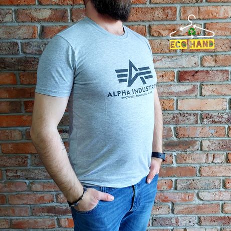 Koszulka t-shirt męski firmy Alpha Industries rozmiar M szara polecam