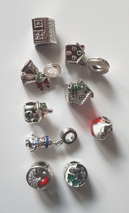 Świąteczne Charmsy koraliki do bransoletki Pandora srebro