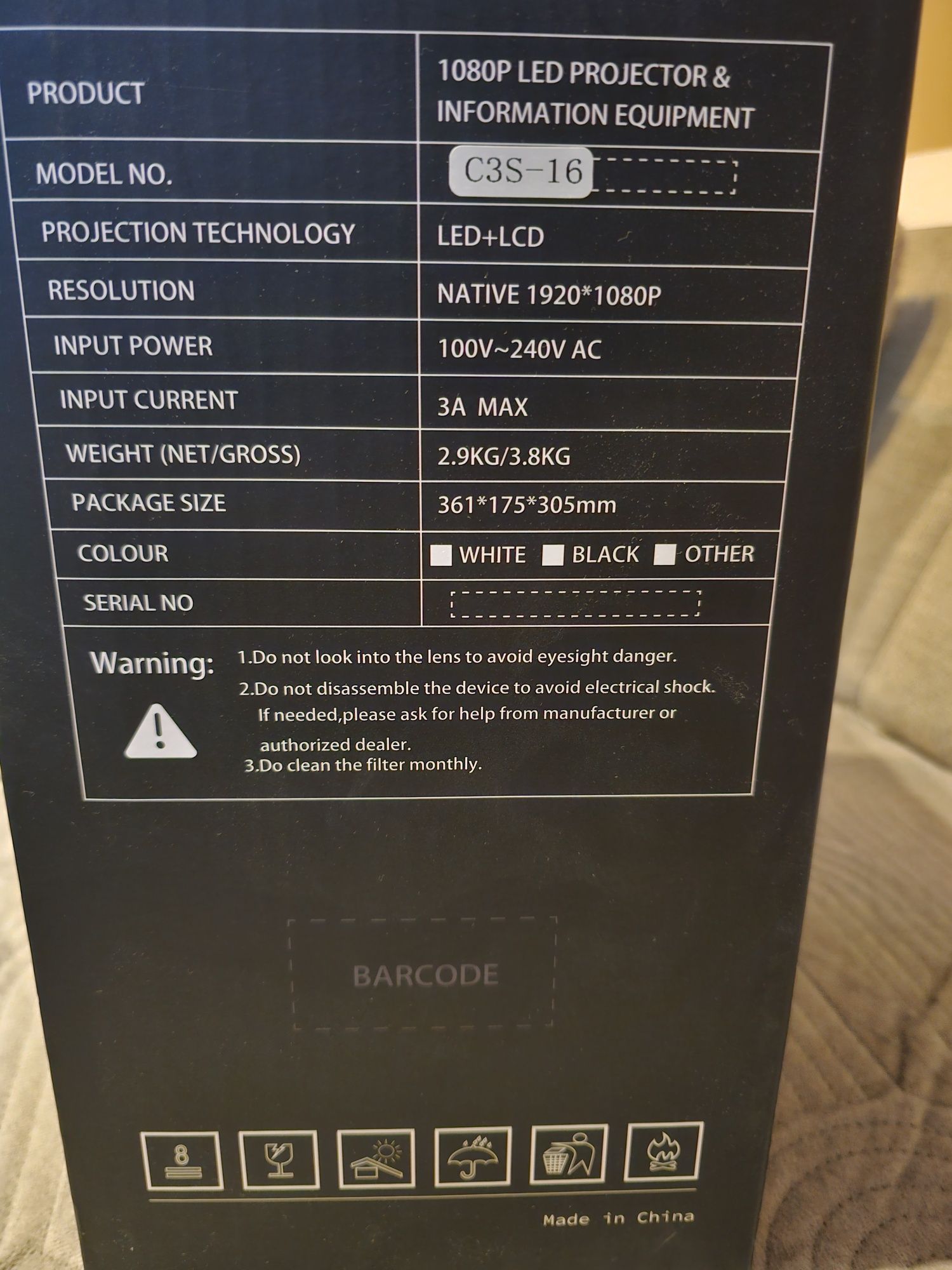 Kino domowe! Projektor WZATCO C3S-16 Full HD Android  Dźwięk 20w