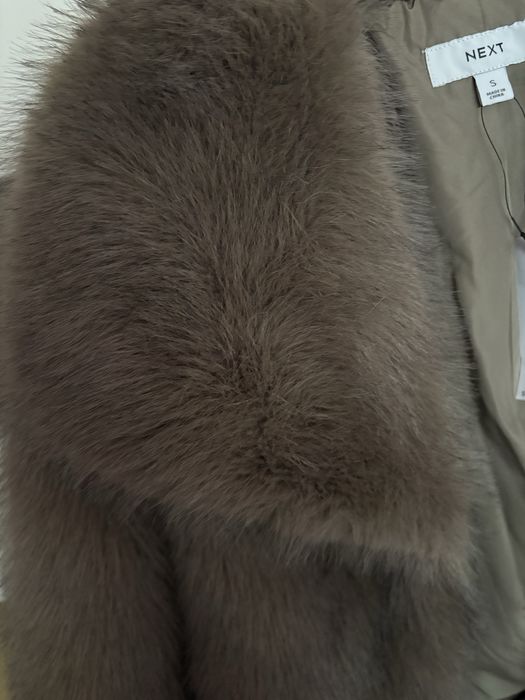 Next futerko futrzana kurtka  nowa s futro taupe bezowe brazowe