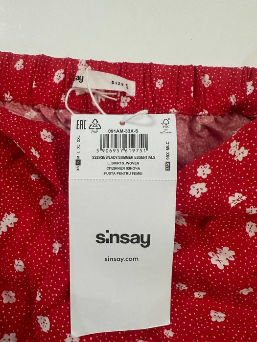 Czerwona długa spódnica z rozcięciem Sinsay S nowa z metką