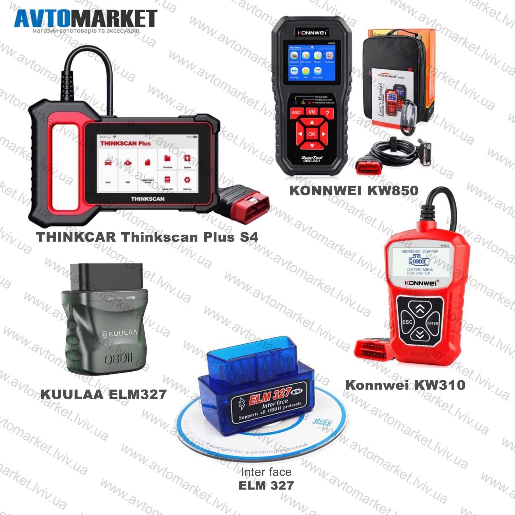 Сканер, діагностика, obd2, kw310, elm327, thinkscan s4