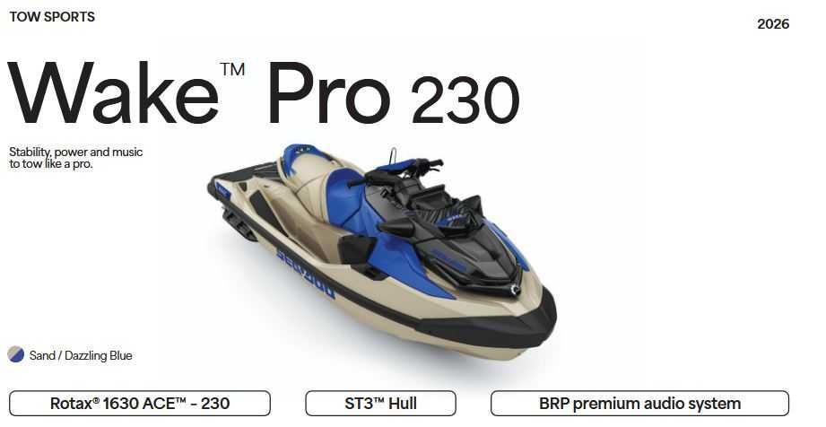 Skuter wodny Sea-Doo WAKE PRO 230 Sand / Dazzling Blue  MODEL 2026