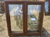 2x okno plastikowe 146x143 zloty dab RU biale (transport, wysylka pl)
