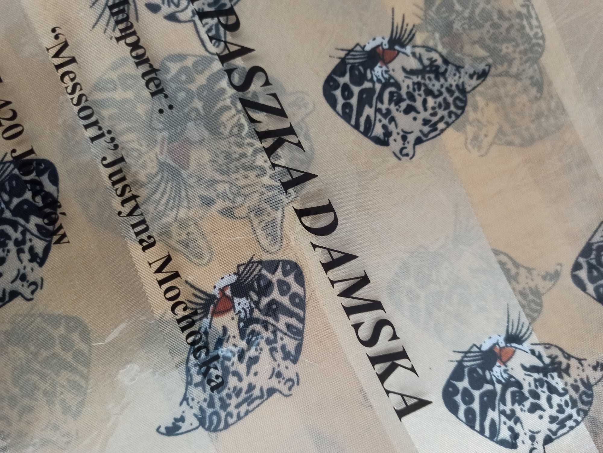Apaszka, Chustka, Nowa, jedwab, panterka