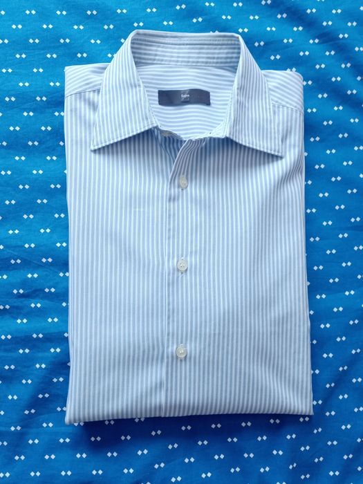 biała koszula w paski Zegna rozmiar 41/16