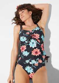 B.P.C top bluzeczka tankini czarna w kolorowe kwiaty na fiszbinach 85C