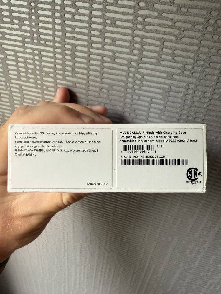 MV7N2AM/A AirPods 2 Model A2032 A2031 A1602 Нові оригінальні навушники