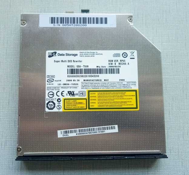 Привод для ноутбука DVD-RW GSA-T50N, рабочий.