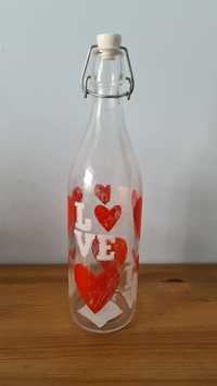 Butelka ozdobna dekoracja szkło serca love
