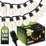 Girlanda Ogrodowa Zewnętrzna Łańcuch Świetlny 50x ŻARÓWKA LED 8m
