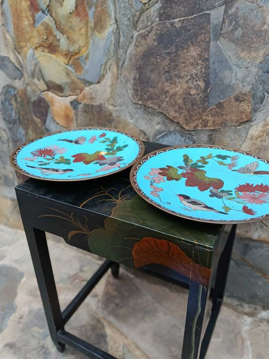Pratos Cloisonné Japão Séc XIX 24,7 cm