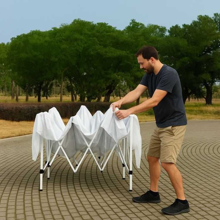 PAWILON Handlowy Ogrodowy lekki 3x3m Biały - AUTOMATYCZNY