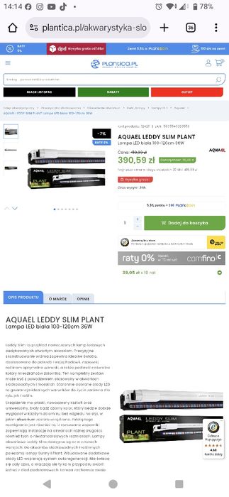 AQUAEL LEDDY SLIM PLANT 100-120cm 36w biała 
Lampa LED biała 100-120cm
