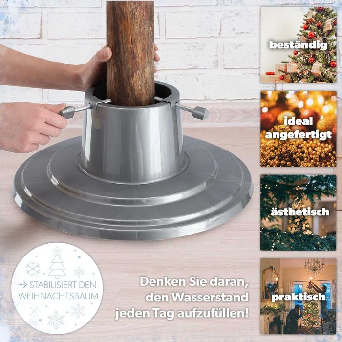 Nowy stojak na choinkę / KADAX / zbiornik na wodę / srebrny !1450!