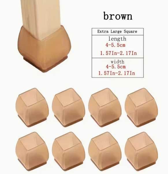 filcowe nakładki na nogi stołu, krzeseł 8 sztuk brązowe