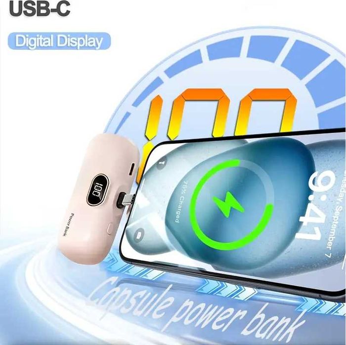 Повер банк Power bank 5000 мАч USB-C Type-C mini міні