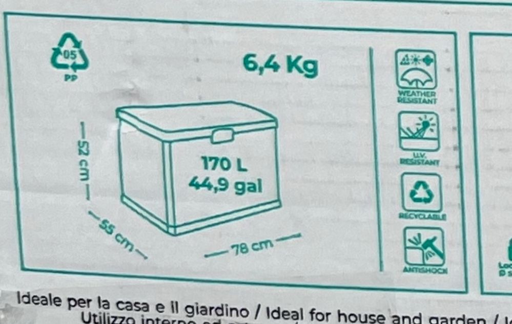 Bau multiuso NOVO/ arrumacao para interior e exterior 170 Litros