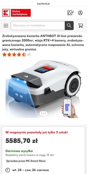 Robot koszący AI ANTHBOT Genie 3000 – bezprzewodowa kosiarka do 3600m2