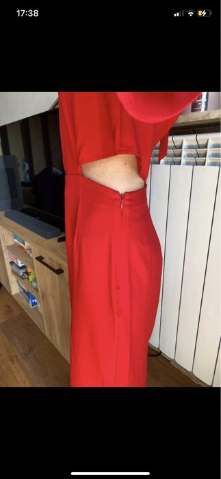 Czerwona sukienka, weselna, z rozcięciami - NAKD, rozm. XS/S