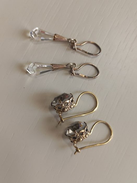 Серьги серебро 875проба горный хрусталь