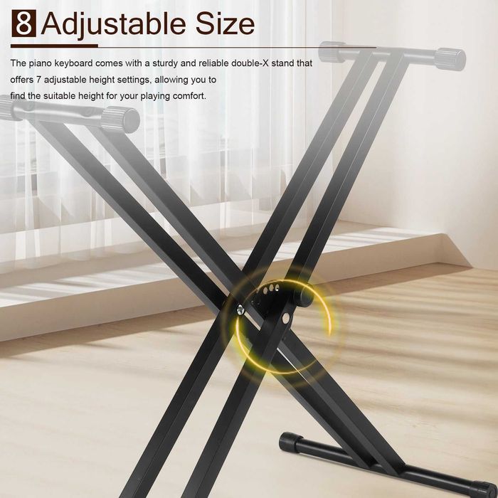 Keyboard glarry 88 klawiszy+ stojak + dodatki