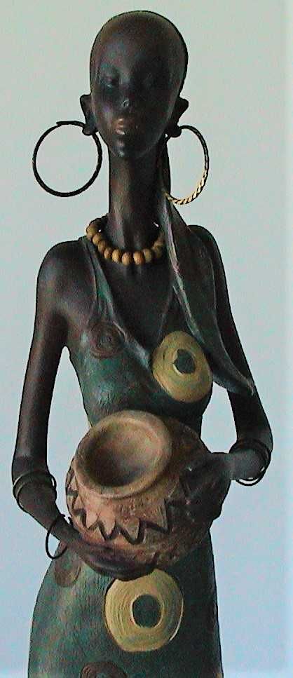 Estatueta MULHER AFRICANA - Bibelô resina - Portes incluídos.