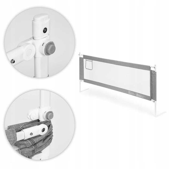 Barierka Ochronna do Łóżka 180 cm Zabezpieczająca Osłona dla Dzieci