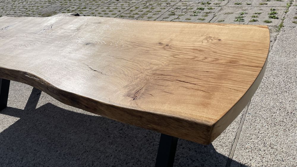 Stół dębowy, monolit z naturalną krawędzią 276x90