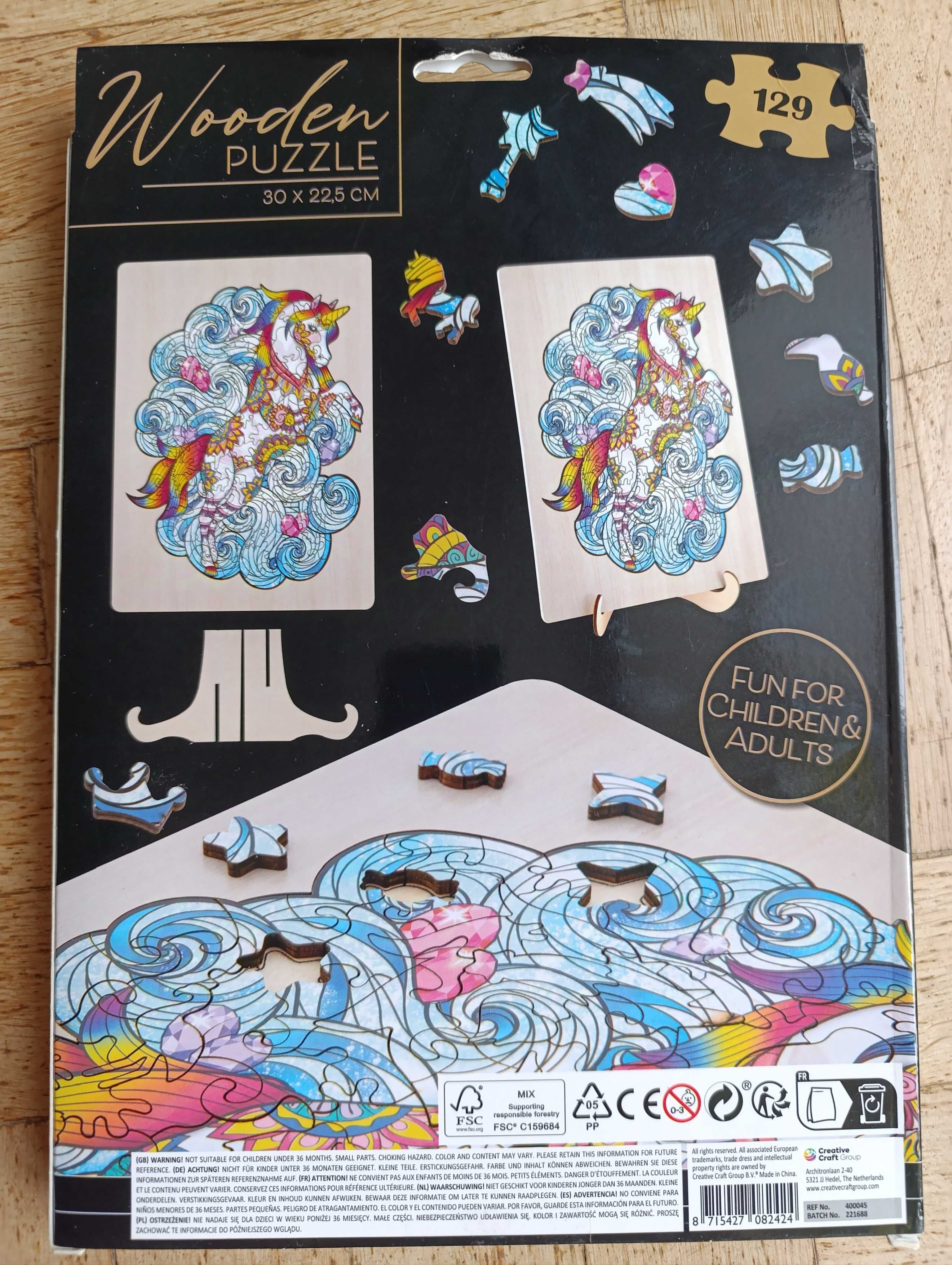Grafix Puzzle Drewniane 130 Elementów Jednorożec