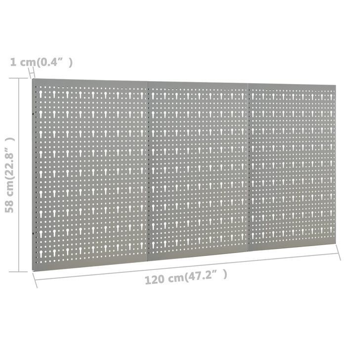 Vidaxl Ścienne Płyty Perforowane, 3 Szt., 40X58 Cm, Stal