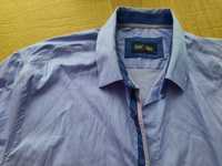 Рубашка в сине-сереневую мелкую полоску с длинным рукавом