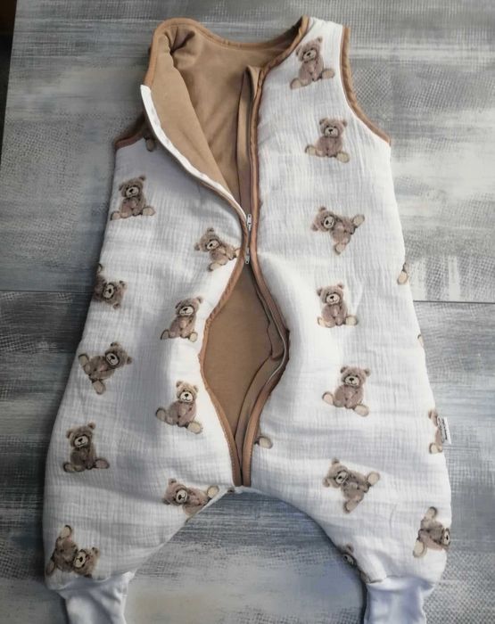 MUŚLIN Śpiworek z nogawkami wywijane skarpety 2,5 tog r 80-86 w Misie