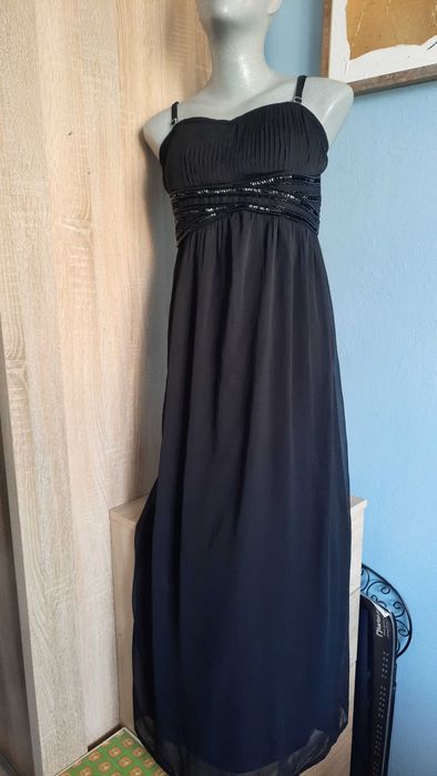 SYLWESTER STUDNIÓWKA Czarna długa suknia 36 Bodyflirt