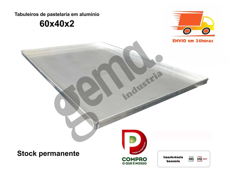 Tabuleiro pastelaria 60x40x2 Alumínio