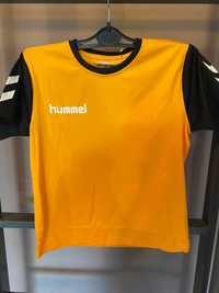 Koszulka Sportowa Hummel żółta z czarnym rękawem 116