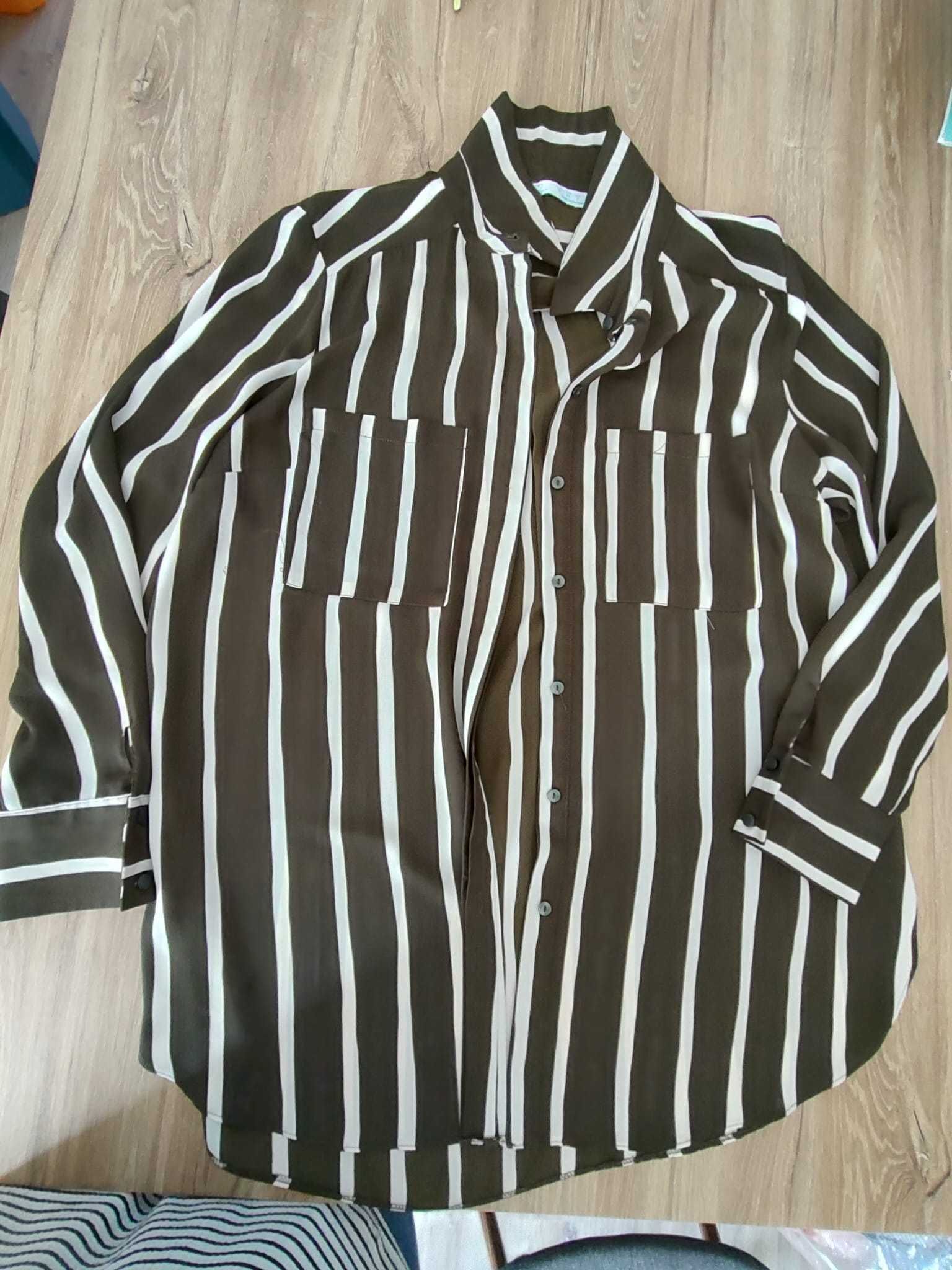 camisa em tons de caqui e bege, nunca usada