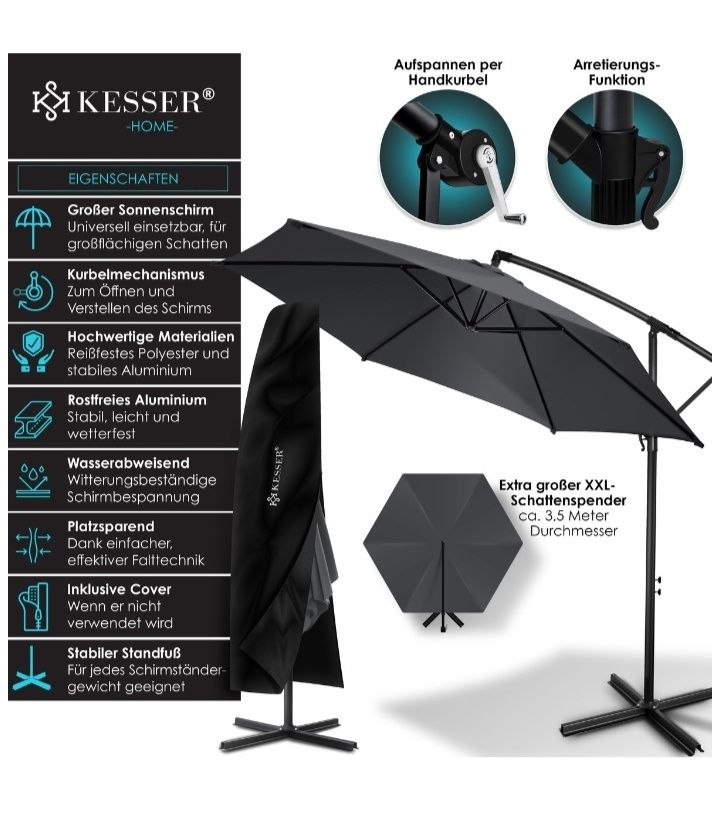 Parasol ogrodowy ze stojakiem 350 cm