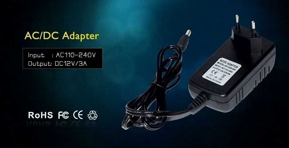 Блок питания 9V 2A - 12V 3А идеально для камер, лент LED, 5.5x2.5мм