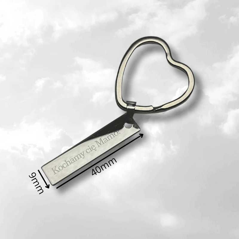 Stylowy prostokątny metalowy personalizowany brelok z własnym grawerem